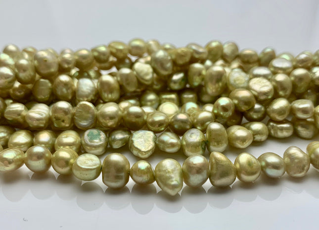 7 mm Lime Green Color Freshwater Pearl Potato Nugget Beads Genuine Cultured Freshwater Pearls Genuine Natural Nugget Pearls #P1264