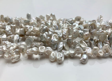 6x9-10 mm Natural White With Silver Luster Top Drilled Keshi Freshwater Pearl Beads Rare Dancing Keshi Genuine Pearl Beads #P1266