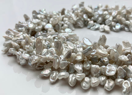6x9-10 mm Natural White With Silver Luster Top Drilled Keshi Freshwater Pearl Beads Rare Dancing Keshi Genuine Pearl Beads #P1266