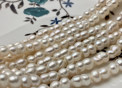 7-8x11-12 mm AAA Peanut Shape Natural White Color Freshwater Pearl Beads Genuine Very Rare Freshwater Baroque Peanut Pearl 32 Pieces #P1371