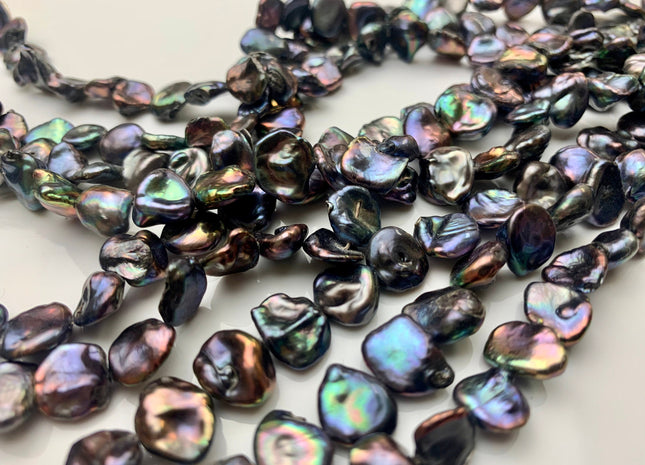 10-11 mm AA Rainbow Peacock Color Keshi Nugget Freshwater Pearl Beads Center Drilled Very Rare High Luster Keshi Nugget Pearl #P1374