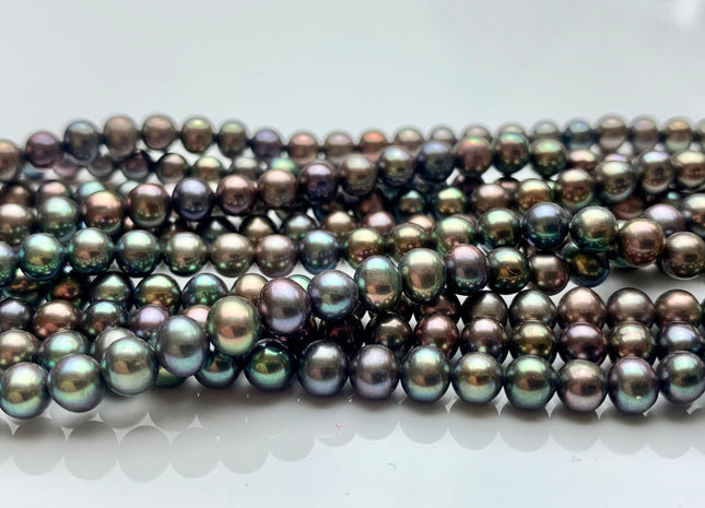 4.5 mm AAA Metallic Peacock Color Potato Freshwater Pearl Beads Genuine High Quality Peacock Gray Color Tiny Freshwater Pearls #P1381