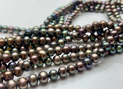4.5 mm AAA Metallic Peacock Color Potato Freshwater Pearl Beads Genuine High Quality Peacock Gray Color Tiny Freshwater Pearls #P1381