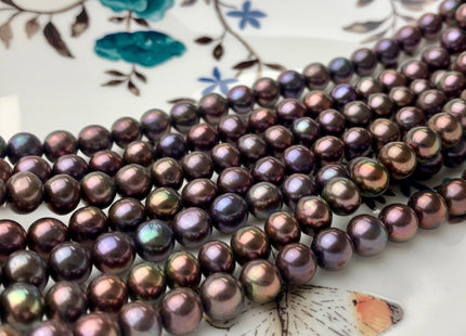 6.5 mm AAA Purple Peacock Color Off Round Freshwater Pearl Beads Genuine High Luster Rainbow Metallic Peacock Color Freshwater Pearl #P1379