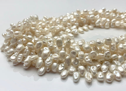 5x8 mm Rare Natural White Top Drilled Keshi Nugget Freshwater Pearl Genuine Dancing Keshi Pearl Beads 16 Inches Strand #P1291