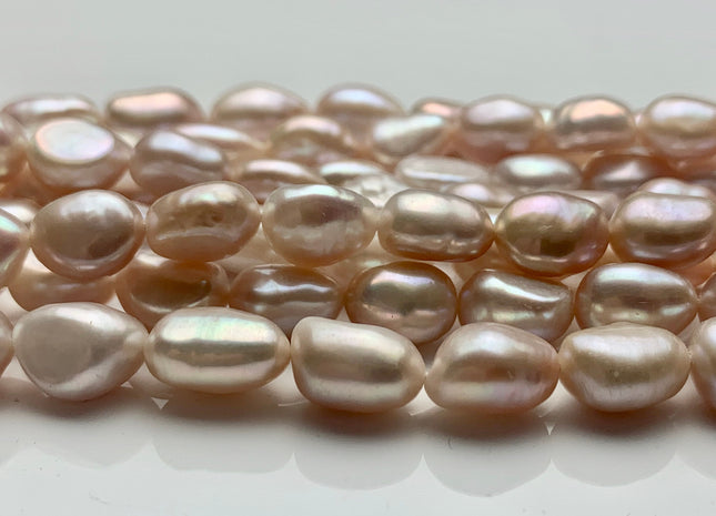 8-9x11-13 mm AAA Natural Pink High Luster Rice Nugget Freshwater Pearl Beads Genuine Rare Natural Soft Pink Freshwater Pearl Nuggets #P1289