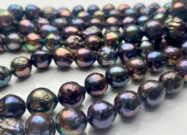 9-10 mm AAA Rainbow Peacock Edison Baroque Freshwater Pearl Potato Shape Beads Genuine High Luster Quality Baroque Pearl 34-38 Pieces #P1288