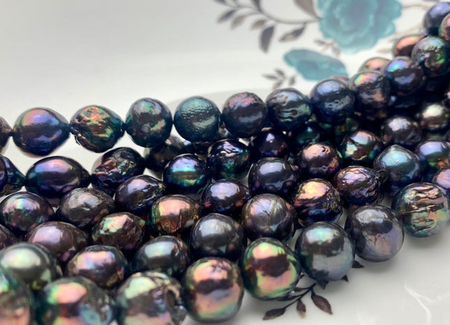 9-10 mm AAA Rainbow Peacock Edison Baroque Freshwater Pearl Potato Shape Beads Genuine High Luster Quality Baroque Pearl 34-38 Pieces #P1288