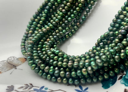4 mm AA Olive Green Color Small Potato Freshwater Pearl Beads Genuine High Luster Green Freshwater Potato Pearl #P1287