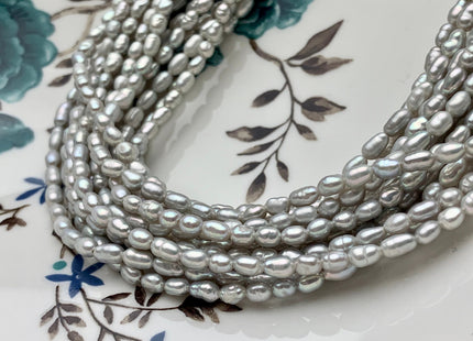3.5x5-6 mm Silver Gray Color Rice / Oval Freshwater Pearls Genuine Freshwater Pearl Beads Small Tiny Freshwater Pearls #P1386