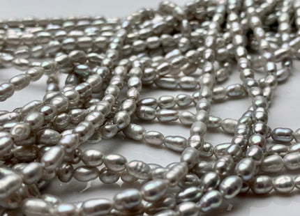 3.5x5-6 mm Silver Gray Color Rice / Oval Freshwater Pearls Genuine Freshwater Pearl Beads Small Tiny Freshwater Pearls #P1386