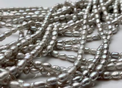 3.5x5-6 mm Silver Gray Color Rice / Oval Freshwater Pearls Genuine Freshwater Pearl Beads Small Tiny Freshwater Pearls #P1386