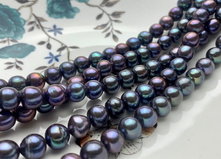 10-11 mm AAA Rainbow Peacock Color Off Round Freshwater Pearl Beads Genuine High Luster Peacock Colored Pearls 42 Beads #P1384