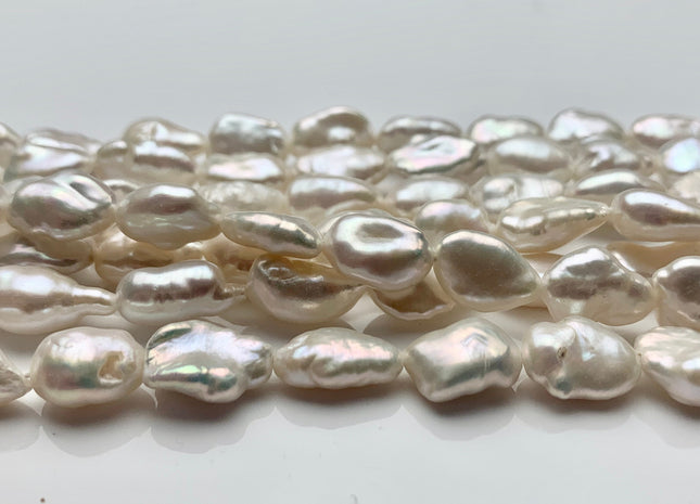 8-12x14 mm AAA Natural White Keshi Freshwater Pearls Beads Genuine High Luster Rice Nugget Shape Keshi Freshwater Pearl #P1296