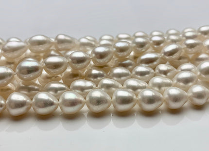 7x9 mm Half Strand Natural White Tear Drop Shape Rice/Oval Freshwater Pearls Genuine Freshwater Pearls 21 Beads #P1383