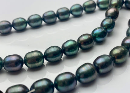 9x10-11 mm AA Dark Olive Green Color Freshwater Pearls Rice/Oval Shape Pearl Beads Genuine Green Peacock Freshwater Pearls #P1295