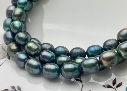 9x10-11 mm AA Dark Olive Green Color Freshwater Pearls Rice/Oval Shape Pearl Beads Genuine Green Peacock Freshwater Pearls #P1295