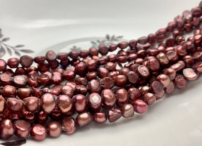 5-6 mm Potato Nugget Dark Rose Pink Color Freshwater Pearl Beads Genuine Cultured Dusty Rose Color Small Tiny Nugget Pearl #P1272