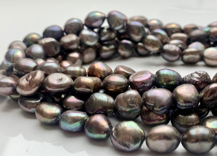 11x12-13 mm AA Rare Abalone Gray Color Rice Oval Nugget Freshwater Pearl Beads Genuine High Luster Multi Green Gray Pearl 33 Pieces #P1262