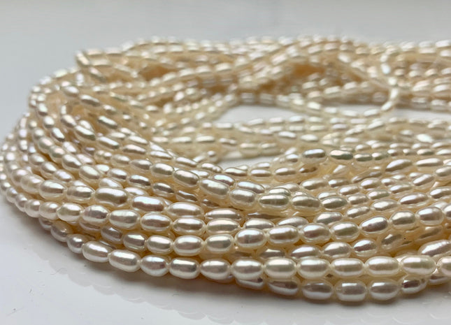 4.5x7 mm AAA Natural White Color Long Rice Shape Freshwater Pearls Genuine Tiny Freshwater Pearl Beads Bridal Pearls #869