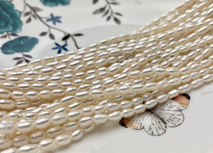 4.5x7 mm AAA Natural White Color Long Rice Shape Freshwater Pearls Genuine Tiny Freshwater Pearl Beads Bridal Pearls #869