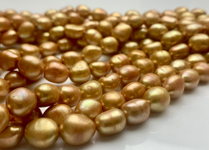 9x10-11 mm High Luster Champagne Rice Nugget Freshwater Pearl Beads Genuine Freshwater Pearl Nuggets Cultured Champagne Pearl 39 Pieces #302