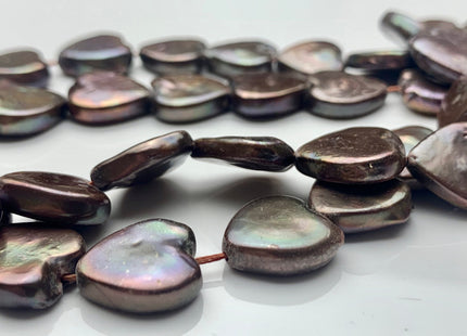 12x13mm Heart Shape Dark Taupe Or Copper Gold Coin Freshwater Pearls Genuine Limited Edition Heart Shape Coin Pearl Beads #1002