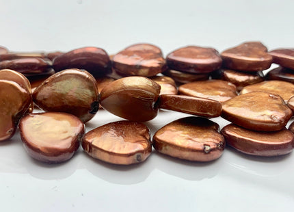 12x13mm Heart Shape Dark Taupe Or Copper Gold Coin Freshwater Pearls Genuine Limited Edition Heart Shape Coin Pearl Beads #1002