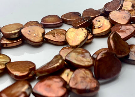 12x13mm Heart Shape Dark Taupe Or Copper Gold Coin Freshwater Pearls Genuine Limited Edition Heart Shape Coin Pearl Beads #1002