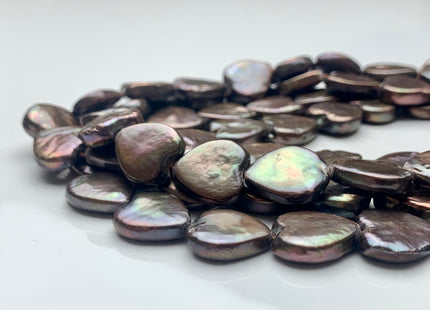 12x13mm Heart Shape Dark Taupe Or Copper Gold Coin Freshwater Pearls Genuine Limited Edition Heart Shape Coin Pearl Beads #1002