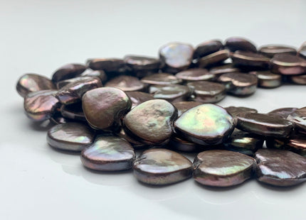 12x13mm Heart Shape Dark Taupe Or Copper Gold Coin Freshwater Pearls Genuine Limited Edition Heart Shape Coin Pearl Beads #1002