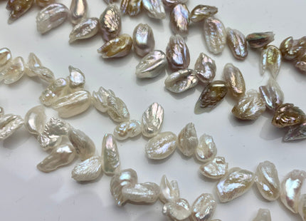 5 x 10 mm Natural White And Pink Seaweed Color Freshwater Biwa Pearl Beads Genuine Top Drilled Freshwater Biwa Pearls #1169