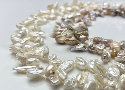5 x 10 mm Natural White And Pink Seaweed Color Freshwater Biwa Pearl Beads Genuine Top Drilled Freshwater Biwa Pearls #1169