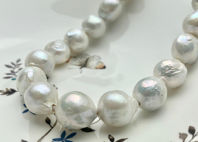 13-17 mm AA Full/Half Strand Large Hole Natural White Baroque Pearl 2.2mm Hole Very Rare Jumbo Cultured Baroque Pearl #252