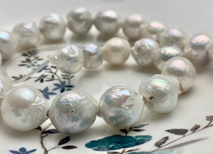 13-17 mm AA Full/Half Strand Large Hole Natural White Baroque Pearl 2.2mm Hole Very Rare Jumbo Cultured Baroque Pearl #252