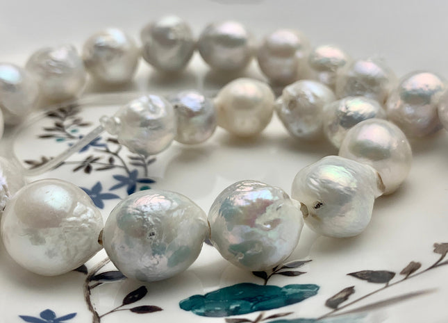 13-17 mm AA Full/Half Strand Large Hole Natural White Baroque Pearl 2.2mm Hole Very Rare Jumbo Cultured Baroque Pearl #252