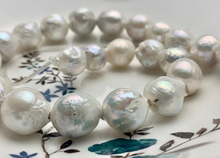13-17 mm AA Full/Half Strand Large Hole Natural White Baroque Pearl 2.2mm Hole Very Rare Jumbo Cultured Baroque Pearl #252