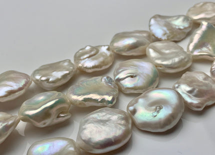 17-20mm AAA Very Rare Natural White Freshwater Round Flat Keishi Pearl Genuine High Luster Natural Jumbo Keshi Nugget Pearl #P1391