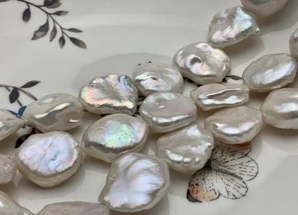 17-20mm AAA Very Rare Natural White Freshwater Round Flat Keishi Pearl Genuine High Luster Natural Jumbo Keshi Nugget Pearl #P1391