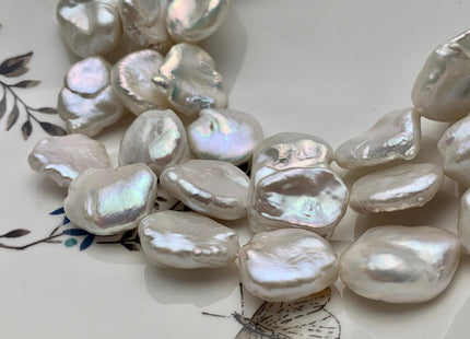 17-20mm AAA Very Rare Natural White Freshwater Round Flat Keishi Pearl Genuine High Luster Natural Jumbo Keshi Nugget Pearl #P1391