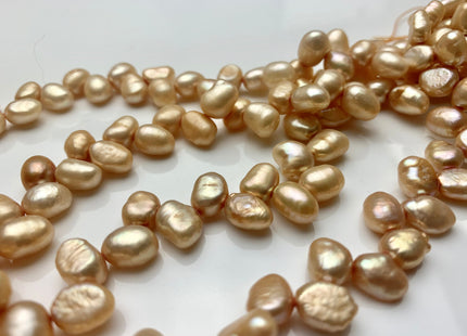 7x9 mm AA Rare Beige OR Taupe Champagne Color Diagonal Top Drilled Freshwater Nugget Pearls Genuine Cultured Freshwater Pearl Beads #P1408