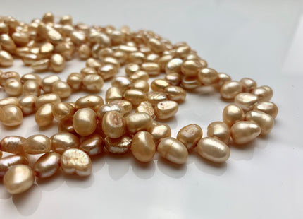 7x9 mm AA Rare Beige OR Taupe Champagne Color Diagonal Top Drilled Freshwater Nugget Pearls Genuine Cultured Freshwater Pearl Beads #P1408