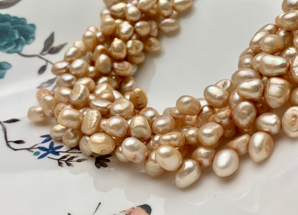 7x9 mm AA Rare Beige OR Taupe Champagne Color Diagonal Top Drilled Freshwater Nugget Pearls Genuine Cultured Freshwater Pearl Beads #P1408