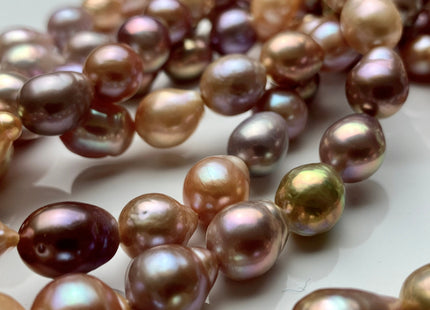 9x10-10x12mm AAA Rare Mixed Natural Mauve Pink Baroque Pearl Genuine Quality TearDrop Edison Pearl With Iridescent Color 35-36 Pieces #P1315