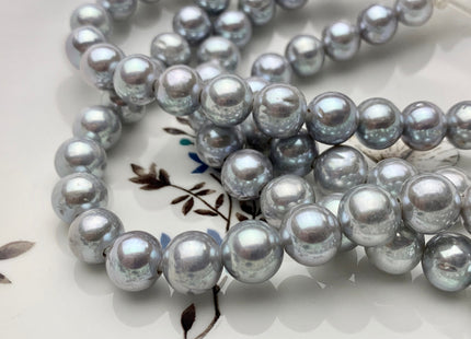 10 mm Half Strand Extra Shiny Large Hole Natural White/Pink OR Gray Round Freshwater Pearl 1.5mm 2.2mm Hole High Luster Genuine Pearls #231