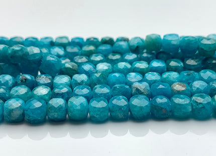 6mm Micro Faceted Cube Dice Square Shape Pink Blue Apatite Bead Genuine Diamond Cut Beautiful Neon Blue Gemstone 15.5 Inches 72 Pieces #3558