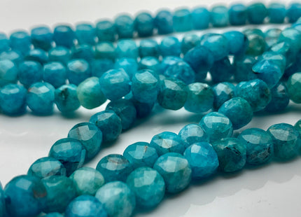 6mm Micro Faceted Cube Dice Square Shape Pink Blue Apatite Bead Genuine Diamond Cut Beautiful Neon Blue Gemstone 15.5 Inches 72 Pieces #3558
