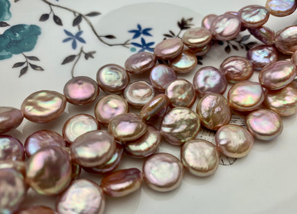 11-12 mm AAAA Natural Dark Mauve Purple Pink Thick Coin Freshwater Pearl Genuine High Luster Quality Freshwater Coin Pearl 33 Pieces #P1330