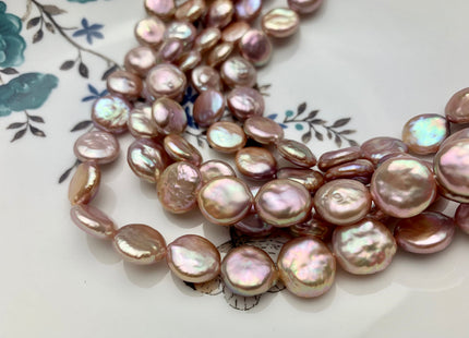 11-12 mm AAAA Natural Dark Mauve Purple Pink Thick Coin Freshwater Pearl Genuine High Luster Quality Freshwater Coin Pearl 33 Pieces #P1330
