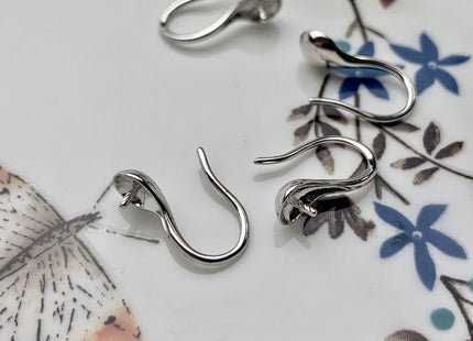 One Pair 925 Sterling Silver Or Gold Simple Hook Earring Setting 925 Sterling Silver Earring Hook Findings For Half Drilled Pearls #10116